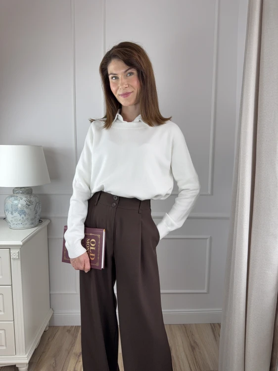 sweter o luźnym kroju, biały